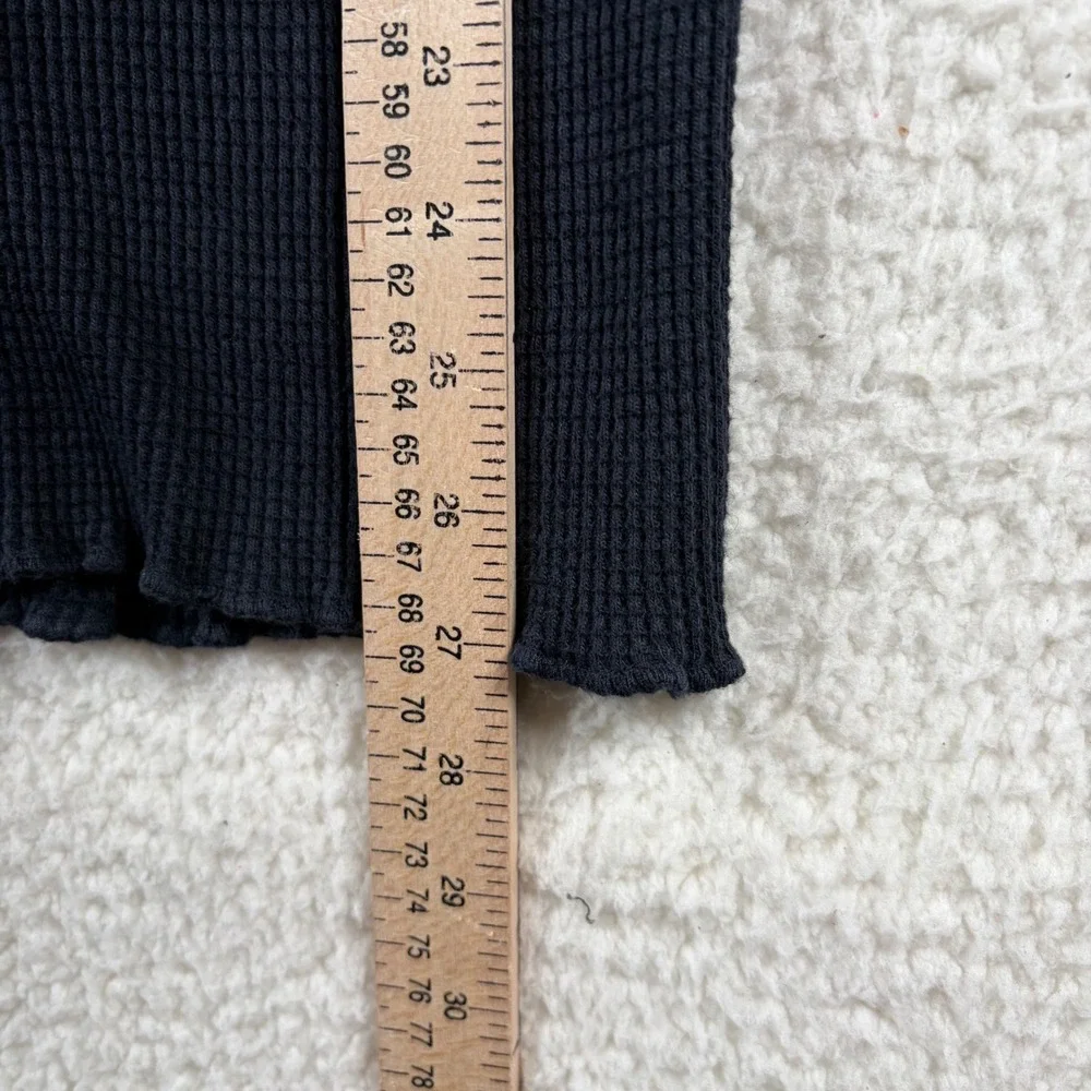 Vtg Hendris Co NYC Waffle Knit Thermal Garden Patch Button Top Cottagecore S